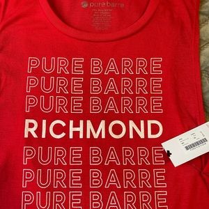 Red Pure Barre Richmond tank with white lettering